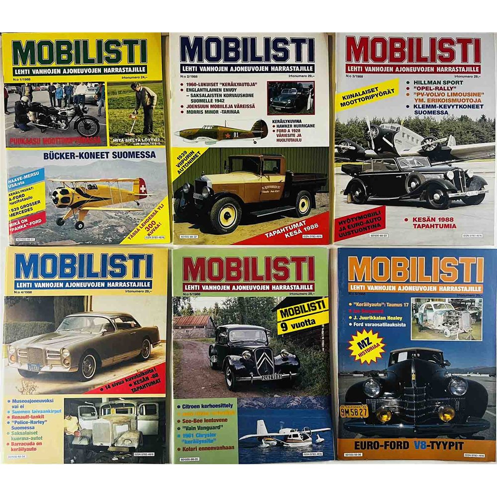 Mobilisti vuosikerta 1988 1988 1 - 6, 6 numeroa aikakauslehti