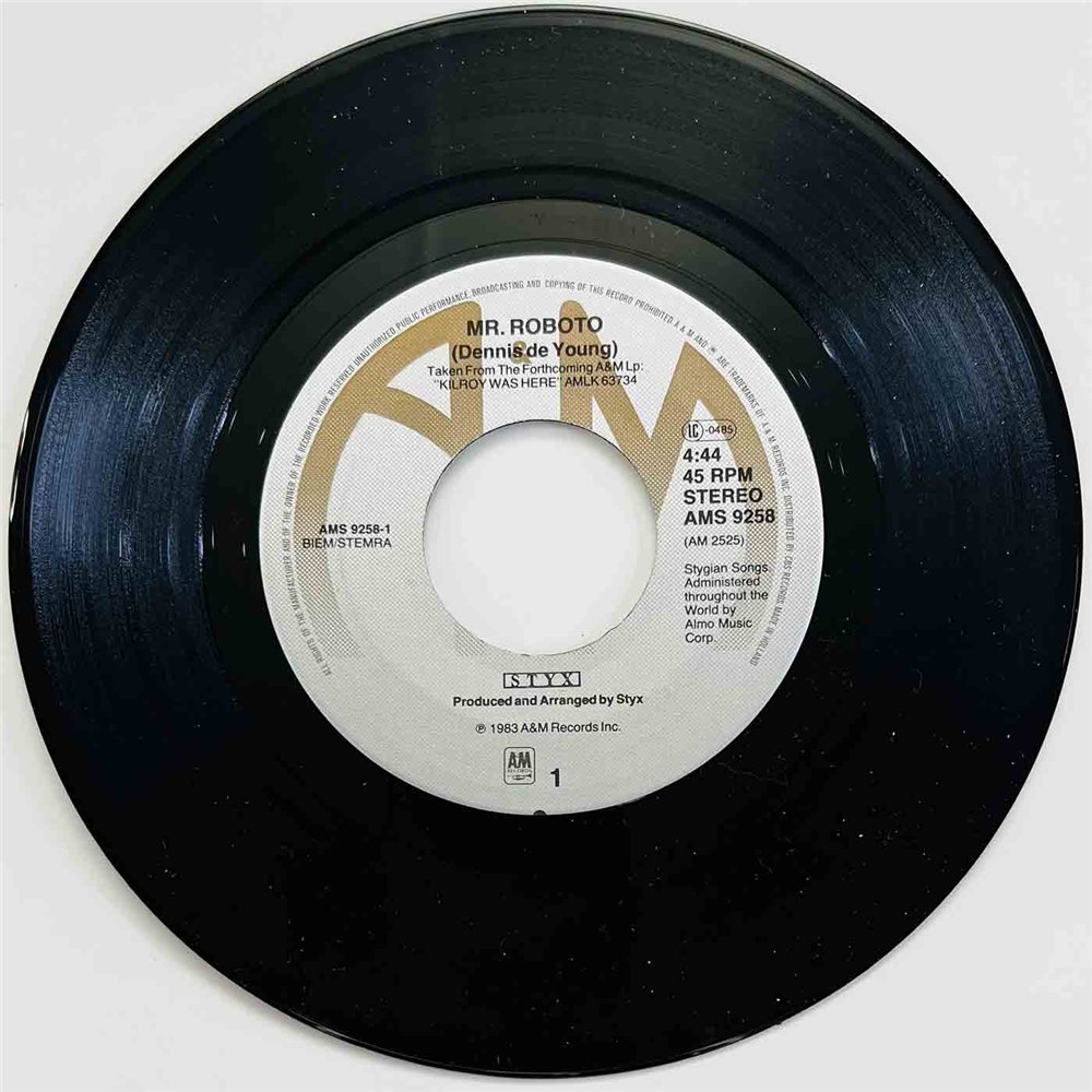 Styx Käytetty 7” ei kuvakantta Mr. Robot  kansi ei kuvakantta levy EX käytetty vinyylisingle
