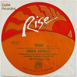Herb Albert single 7” Rise  kansi VG levy EX käytetty vinyylisingle PS