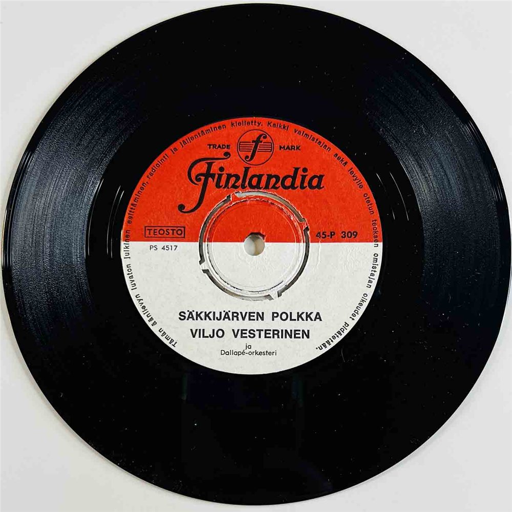 Viljo Vesterinen ja Dallape 1939 45-P 309 Säkkijärven Polkka 7” single