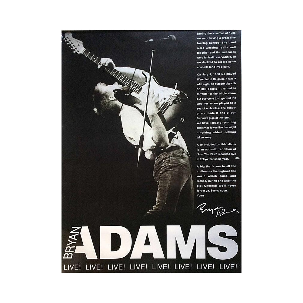 Adams Bryan: Live! Live! Live! : Promojuliste 49cm x 83cm - Used Poster