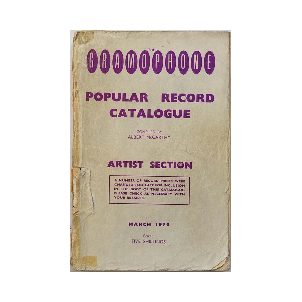 Gramophone popular record catalogue : March 1970 artist section - Used book