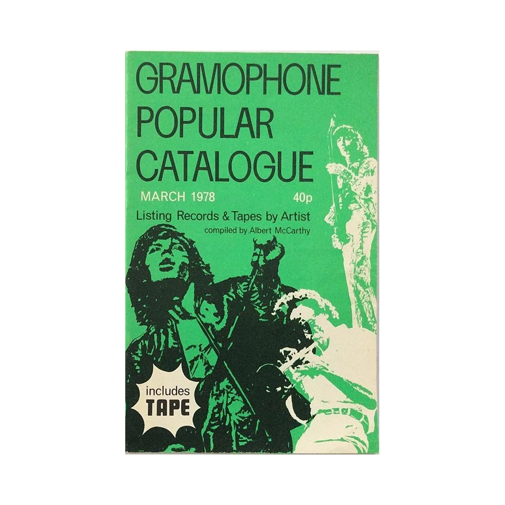 Gramophone popular record catalogue: March 1978 listing records & tapes by artist  kansi EX sisäsivut EX Käytetty kirja