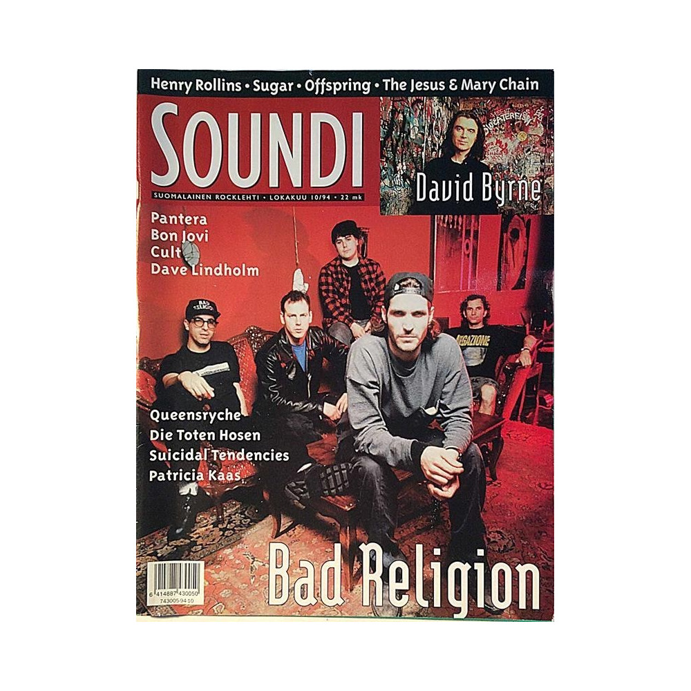 Soundi : David Byrne,Bad Religion,Dave Lindholm,Cult - begagnade magazine