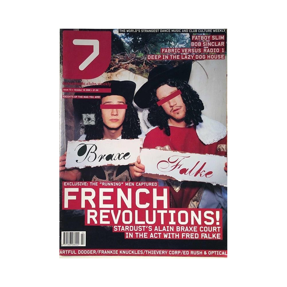 7 dance music and culture weekly 2000 No.Issue 72 October 18 Fatboy Slim,Bob Sinclar Magazine