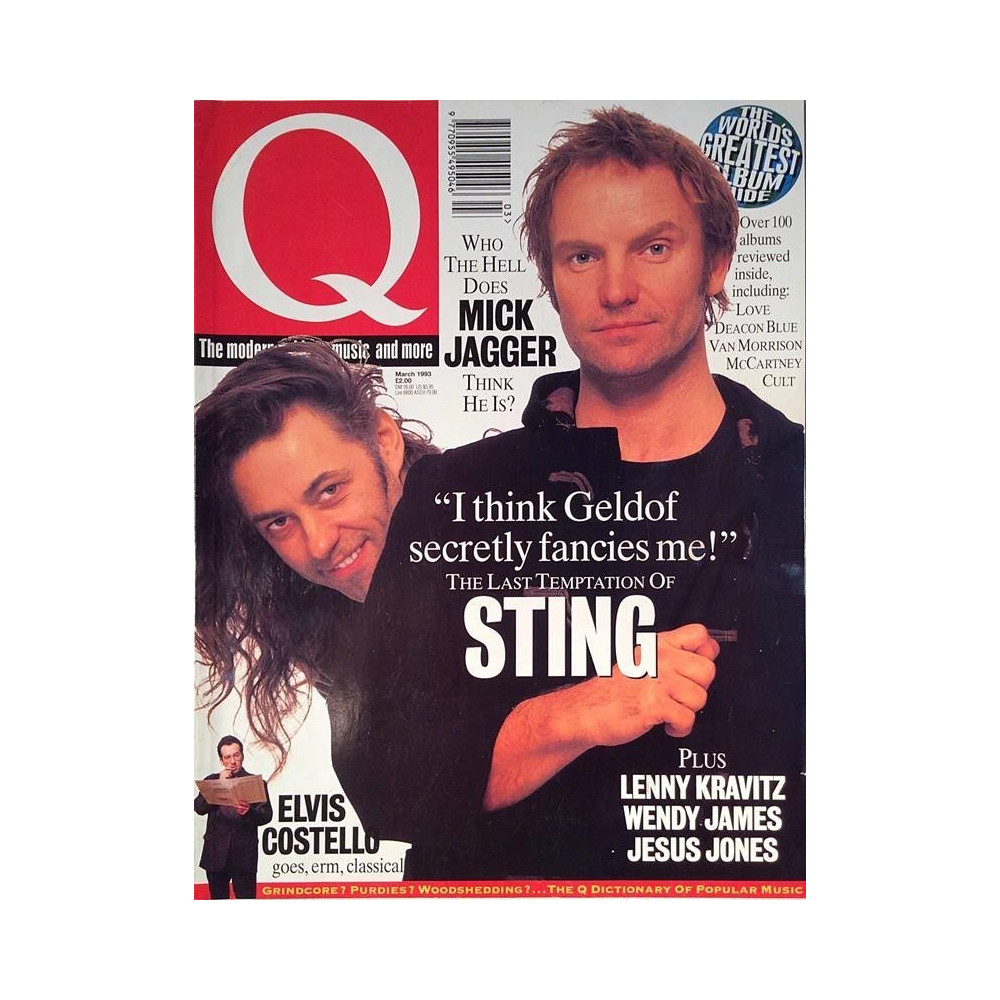 Q 1993 No.March Mick Jagger,Sting,Elvis Costello Magazine