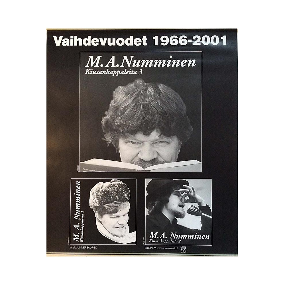 Numminen M.A.: Vaihdevuodet 1966-2001 : Promojuliste 41cm x 49cm - JULISTE