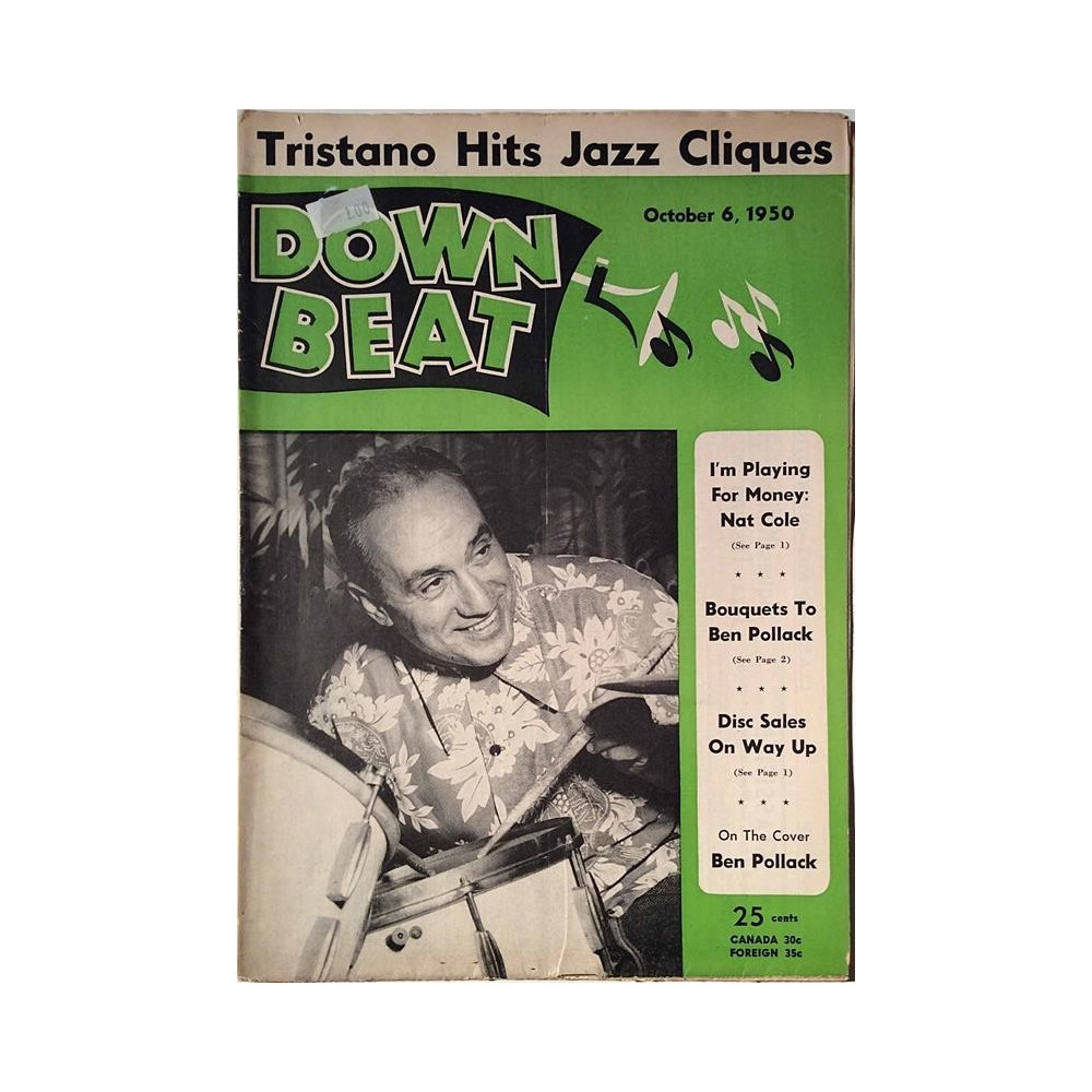 Down Beat : Nat King Cole,Ben Pollack - used magazine