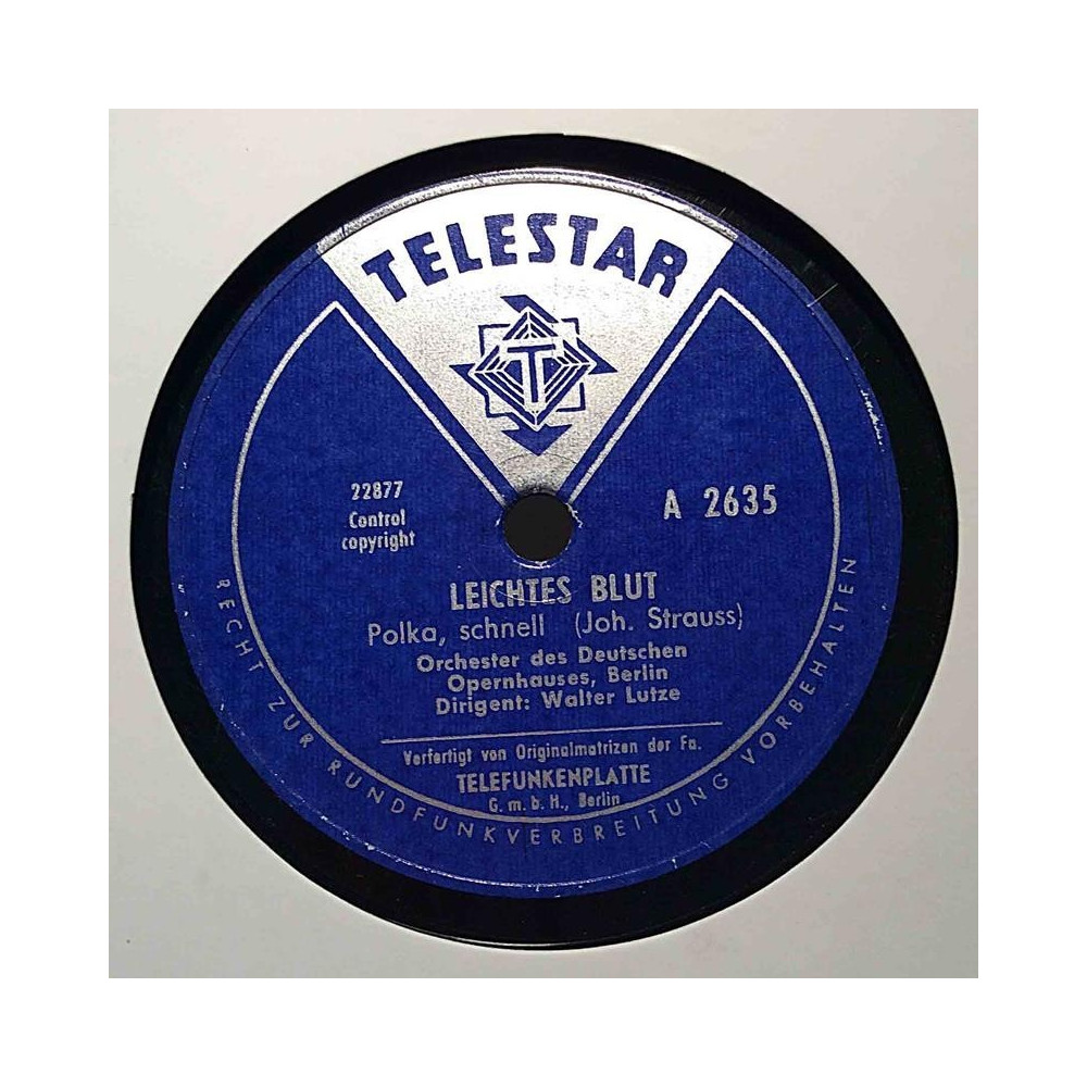 Orchester des Deutschen Opernhauses : Leichtes Blut / Champagner-Galopp - shellac 78 rpm record