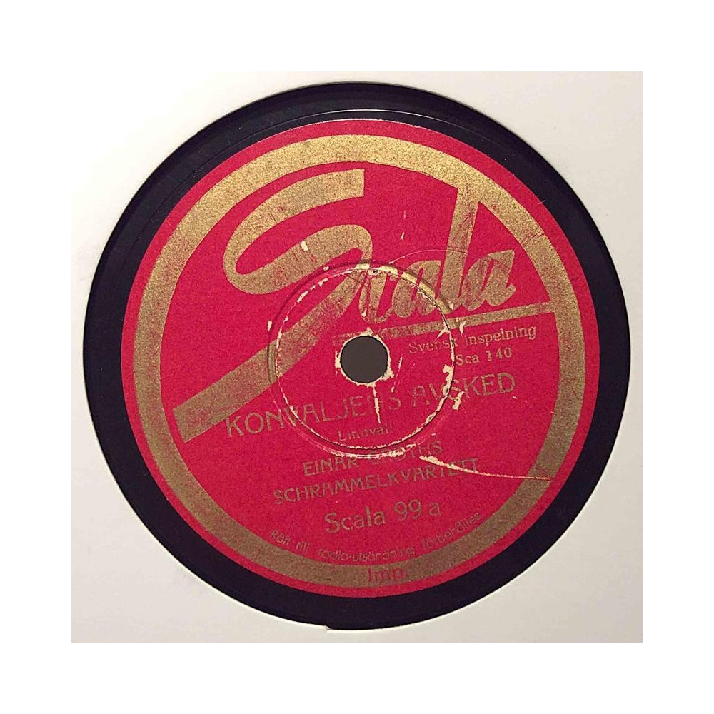 Einar Groths Schrammelkvartett : Konvaljens avsked / Höstdrömmar - shellac 78 rpm record