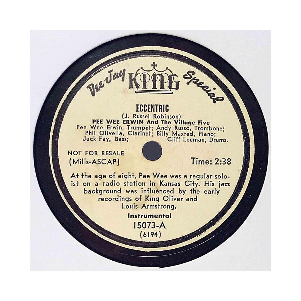 Erwin Pee Wee and Village Five : Eccentric / Music Southern Style - shellac 78 rpm record