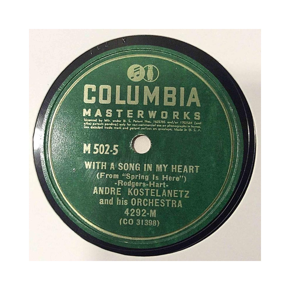 Kostelanetz André : With a Song In My Heart / Easter Parade - shellac 78 rpm record