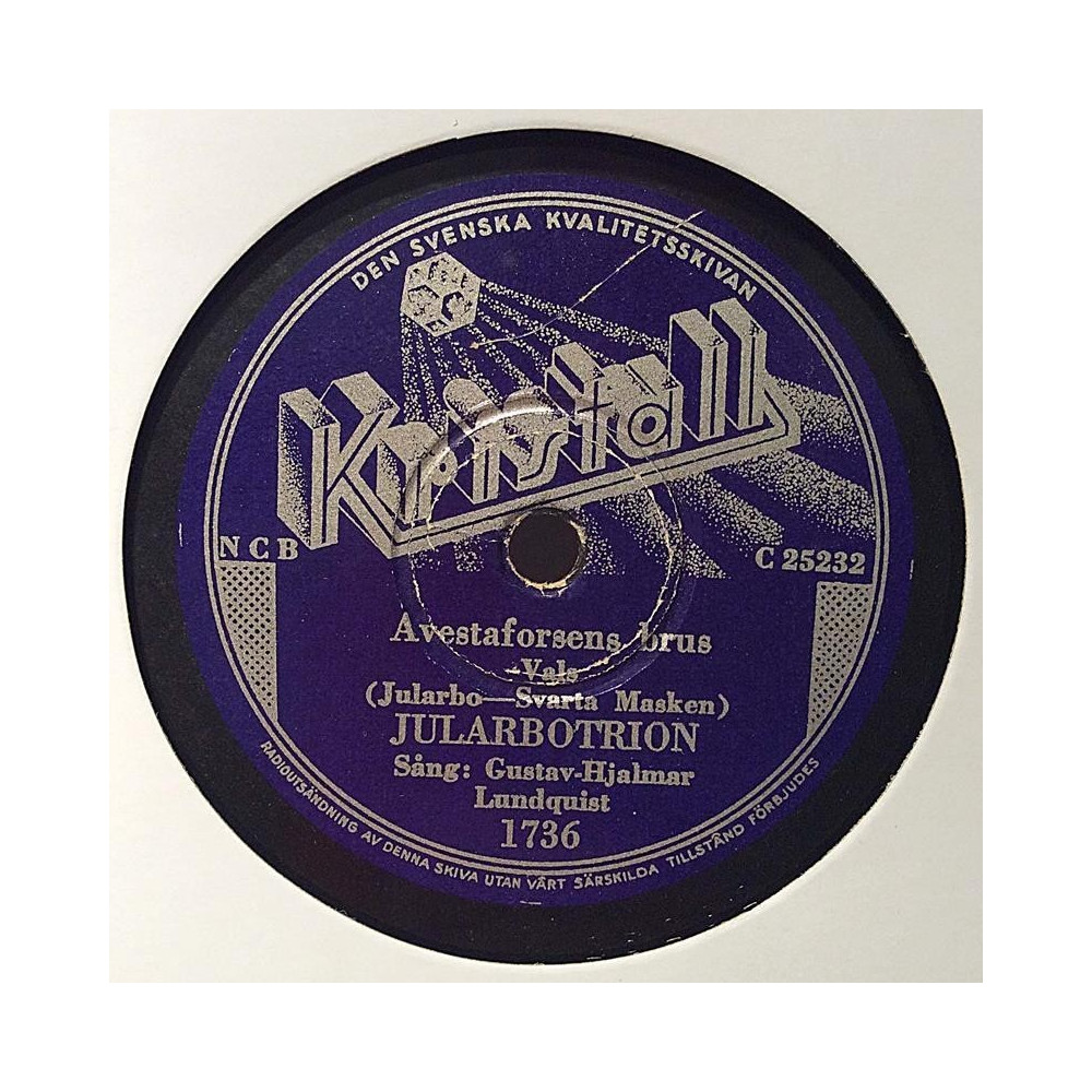 Lysén Arthur / Gustav-Hjalmar Lundquist : Jularbotrion: Älvdalens vågor / Avestaforsens brus - shellac 78 rpm record