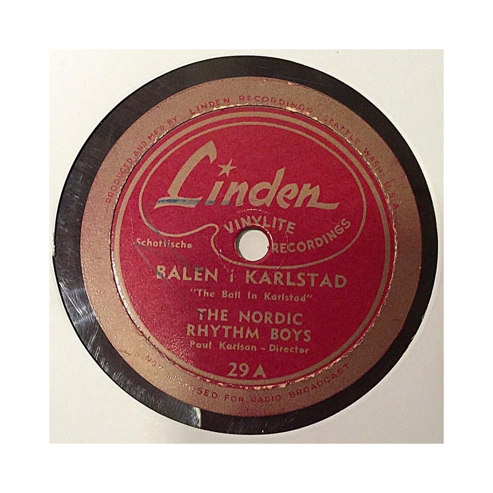 Nordic Rhythm Boys  : Balen I Karlstad / Strymans valsen - shellac 78 rpm record