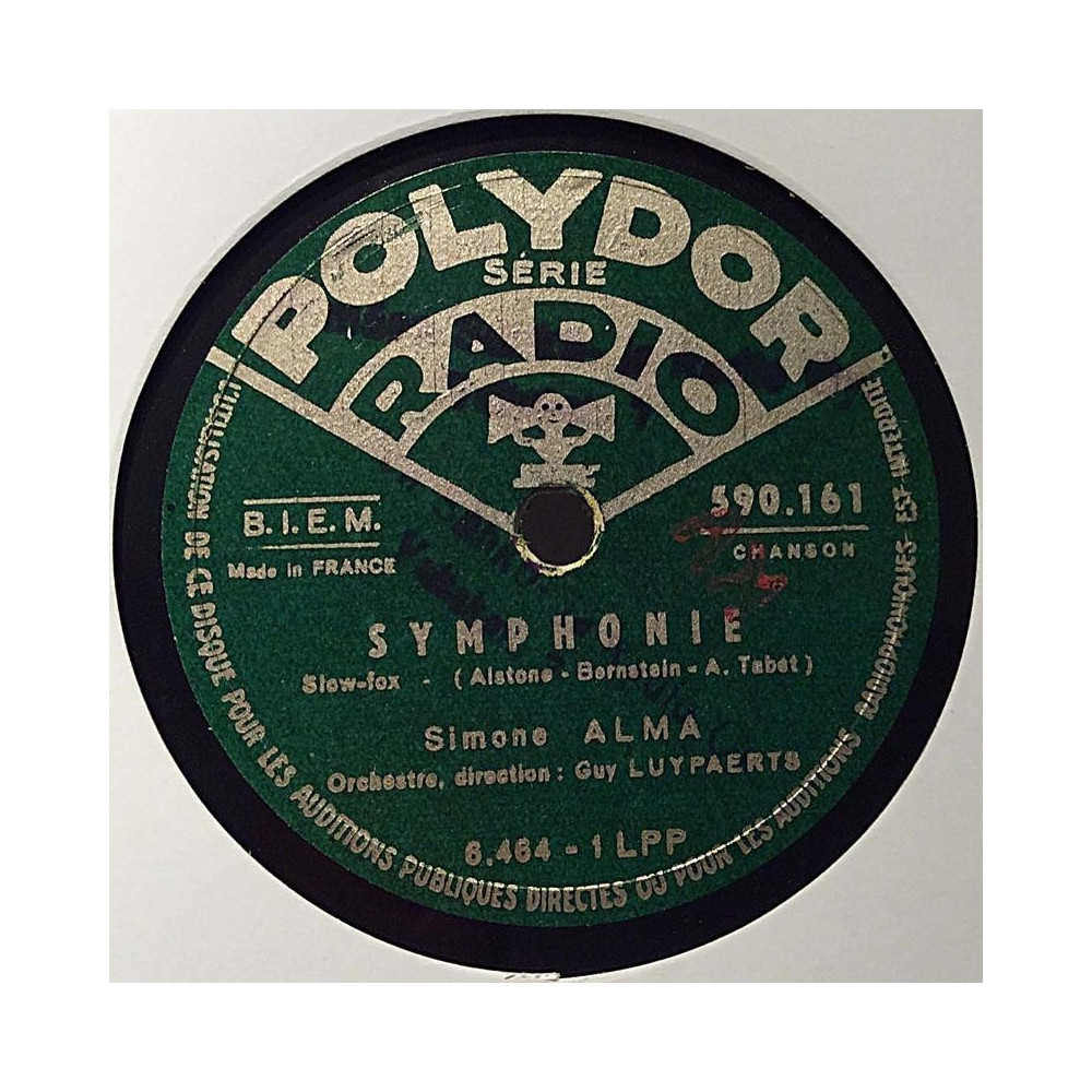 Simone Alma : Symphonie / il y a plus d'un an - shellac 78 rpm record