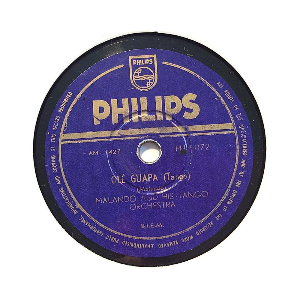 Malando and his tango orchestra : Ole Guapa / Senuelo - stenkaka 78-varvare