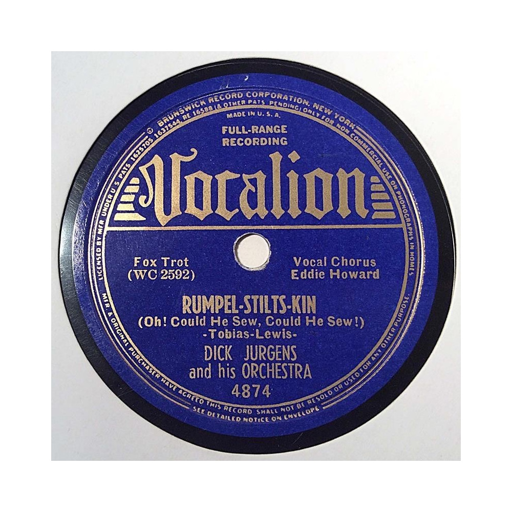 Jurgens Dick And His Orchestra : Rumpel-Stilts-Kin / My Last Goodbye - stenkaka 78-varvare