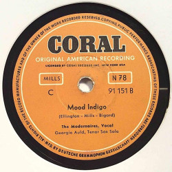 Modernairers : Mood indigo / Teach me tonight - shellac 78 rpm record