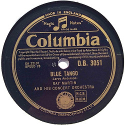 Martin Ray and his concert orchestra : Blue Tango / Unforgettable - stenkaka 78-varvare