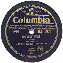 Martin Ray and his concert orchestra : Blue Tango / Unforgettable - stenkaka 78-varvare