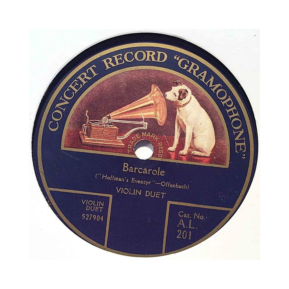 Violin Duet / Violin Piano : Barcarole / Ave Maria - shellac 78 rpm record