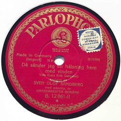 Sandberg Sven Olof : Björkarnas hängen bar knippen av sol /Då sänder jag en hälsning hem med vinden - shellac 78 rpm record