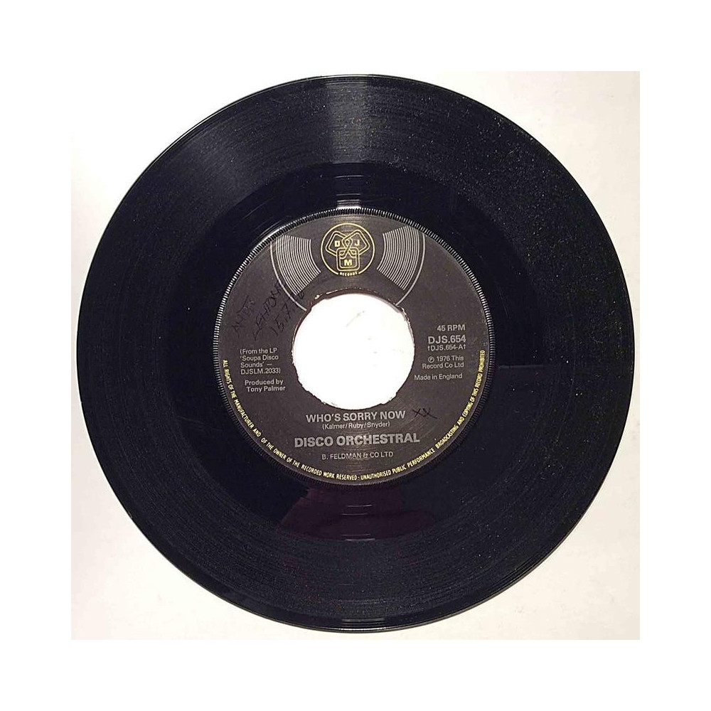 Disco Orchestral : Who’s sorry now / Headline news - begagnad singelskiva