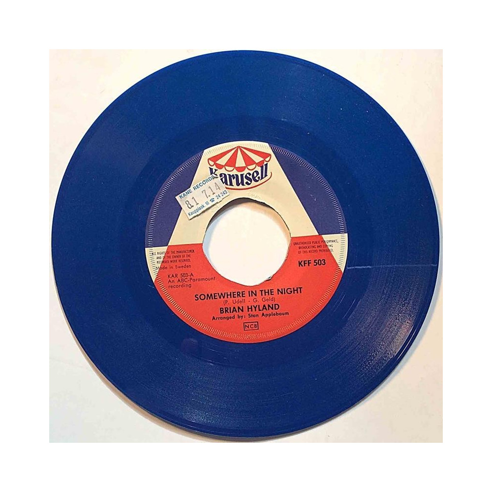 Hyland Brian : Somewhere In The Night / I Wish Today Was Yesterday - second hand single