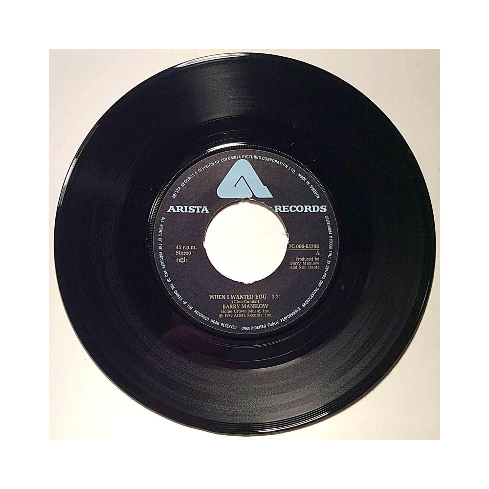 Manilow Barry: When I Wanted You / Bobbie Lee  kansi Ei kuvakantta levy EX käytetty vinyylisingle