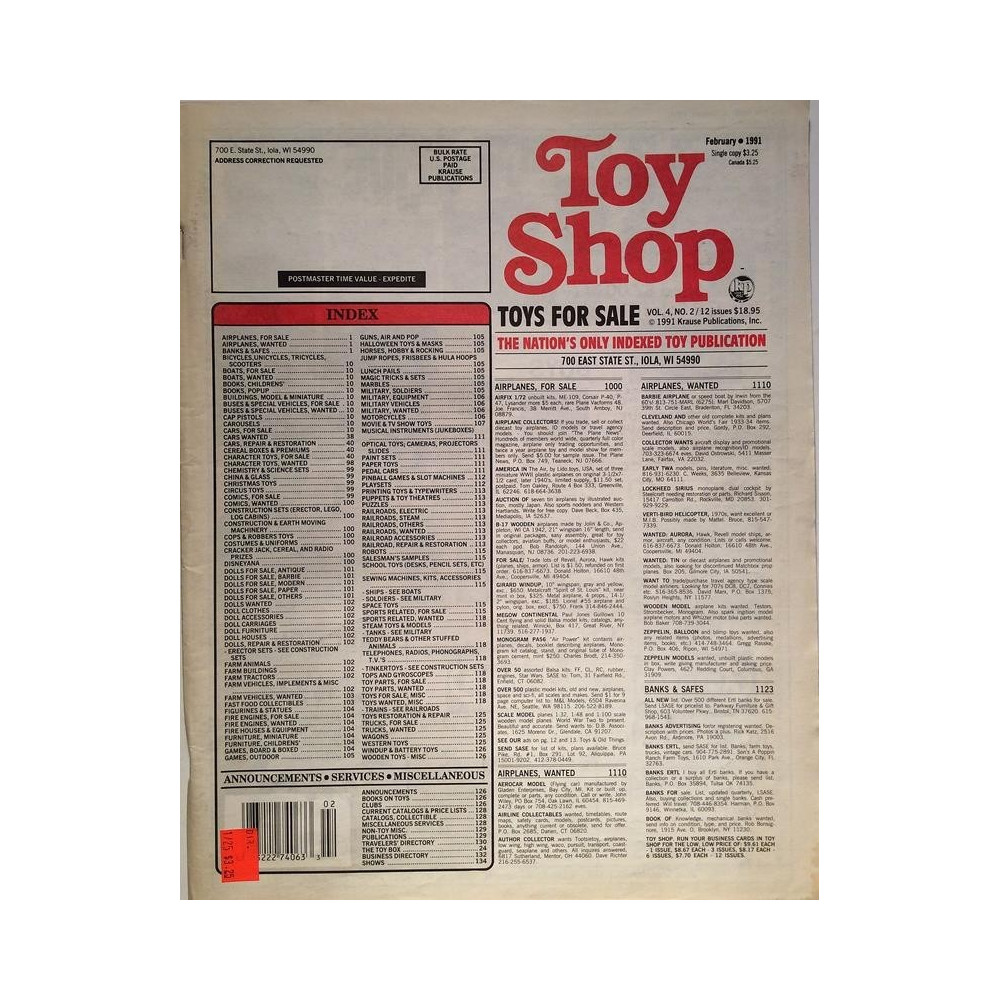 Toy Shop : Toys for sale, Nation’s only indexed toy publication - used magazine