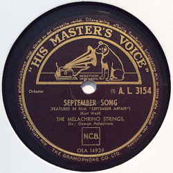 Melachrino Strings : September Song / Autumn Leaves - shellac 78 rpm record