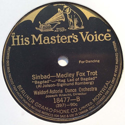 Waldorf-Astoria Dance Orchestra : Oh Lady! Lady! / Sinbad - shellac 78 rpm record