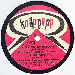 Ramel Povel, Martin Ljung : Aj va jag är kär / Hitta din rätta plats / Ratataa - shellac 78 rpm record