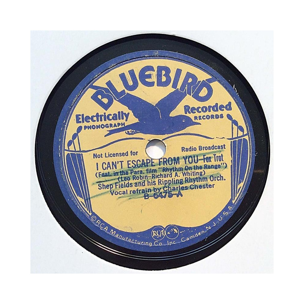 Fields Shep and his Rippling Rhythm Orch. : I can’t escape from you / House Jack built for Jili - shellac 78 rpm record