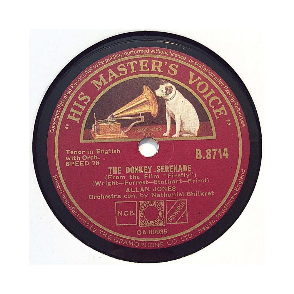 Jones Allan : Donkey Serenade / Giannina Mia - shellac 78 rpm record