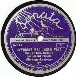 Strängorkestern sång av Sam Gullberg: Tryggare kan ingen vara / Närmare Gud till dig  kansi paperikansi/muovitasku levy VG savik