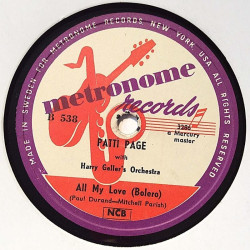 Page Patti with Harry Geller’s Orchestra : Tennessee Waltz / All My Love - stenkaka 78-varvare