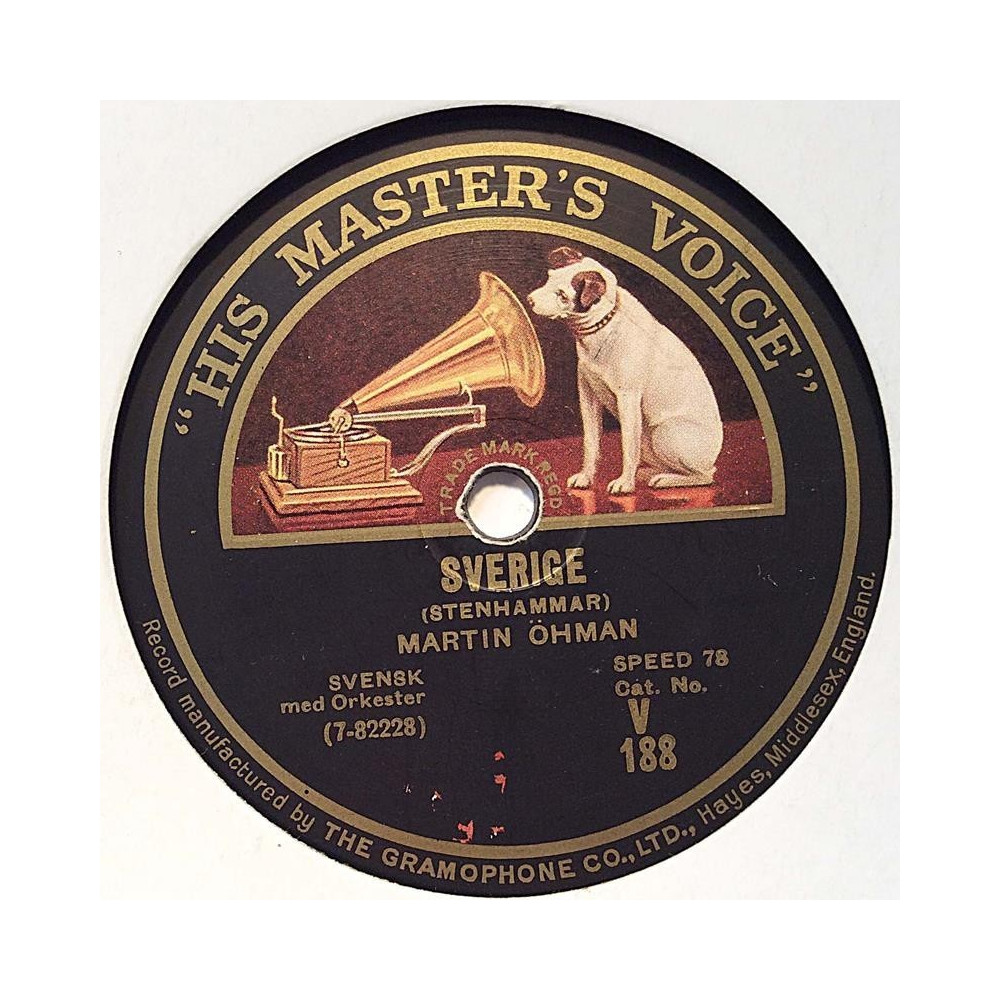 Ohman Martin : Sverige / Ack värmeland du sköna - shellac 78 rpm record