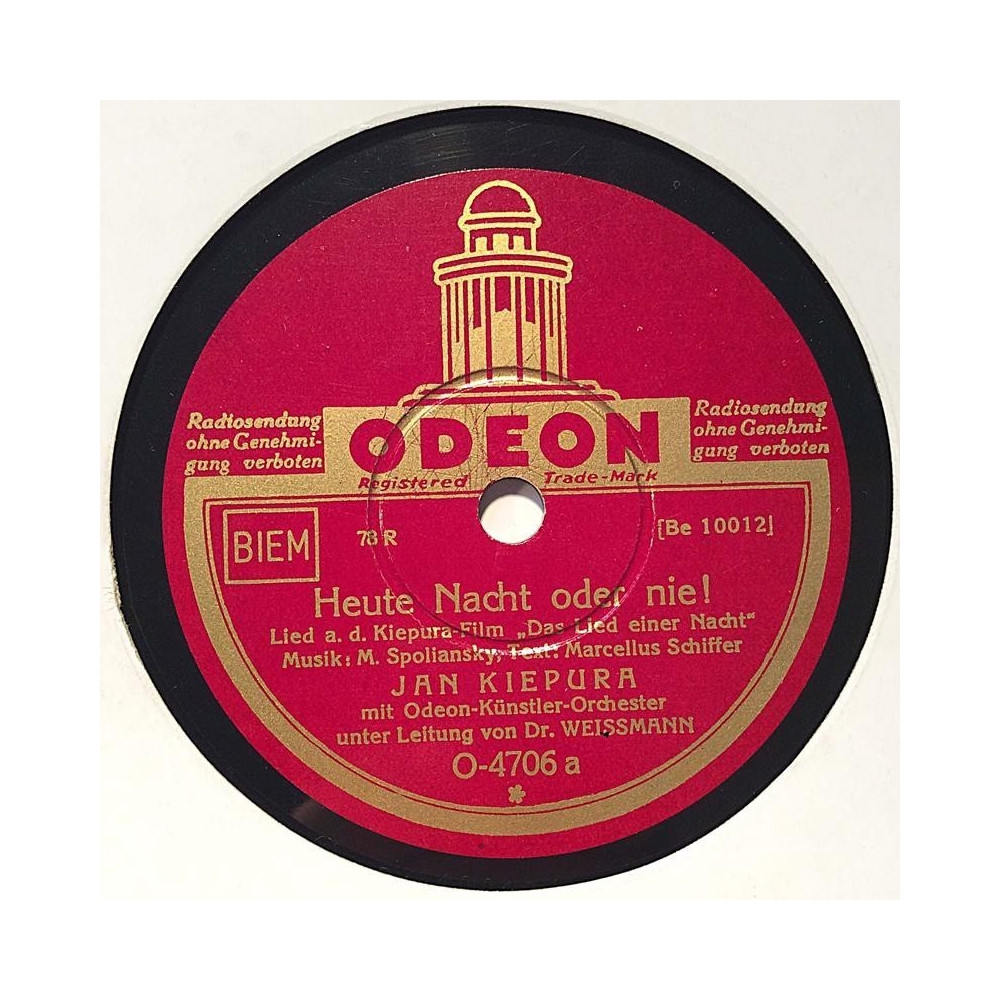 Kiepura Jan : Heute nacht oder nie! / La Danza - shellac 78 rpm record