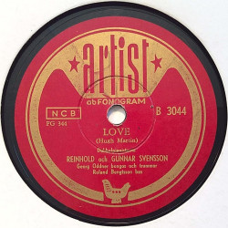 Reinhold och Gunnar Svensson : Love / As long as I live - shellac 78 rpm record