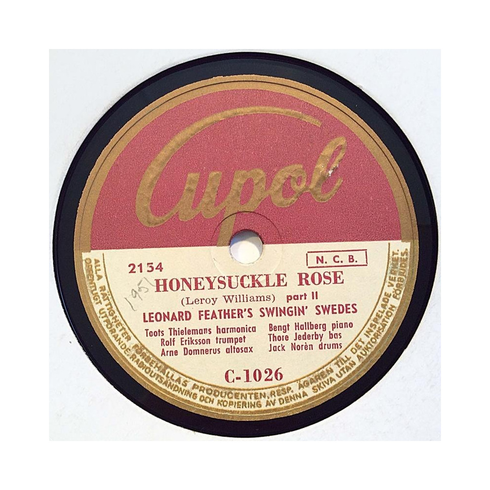 Feather’s Leonard Swingin’ Swedes : Honeysuckle Rose / Honeysuckle Rose part 2 - shellac 78 rpm record