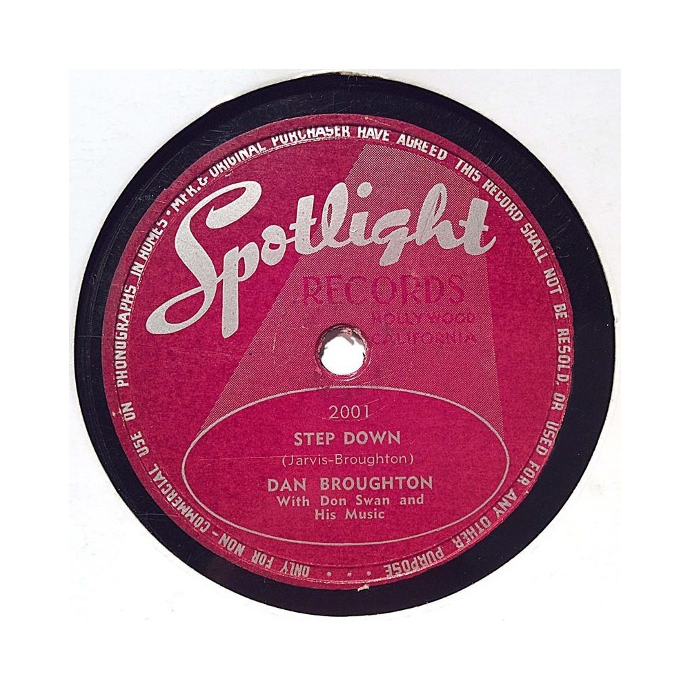 Broughton Dan: Step down / Midnight, magical midnight  kansi paperikansi/muovitasku levy G savikiekko gramofonilevy