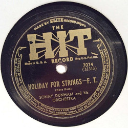 Dunham Sonny and his Orchestra: Don’t worry mom / Holiday for strings  kansi paperikansi/muovitasku levy VG- savikiekko gramofon