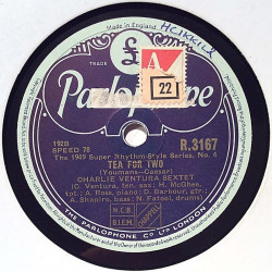Ventura Charlie Sextet: A ghost of chance / Tea For Two  kansi paperikansi/muovitasku levy VG savikiekko gramofonilevy