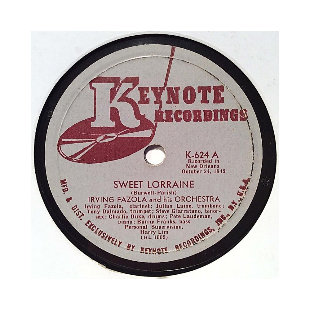 Fazola Irving and his Orchestra : Sweet Lorraine / Clarinet Marmalade - shellac 78 rpm record