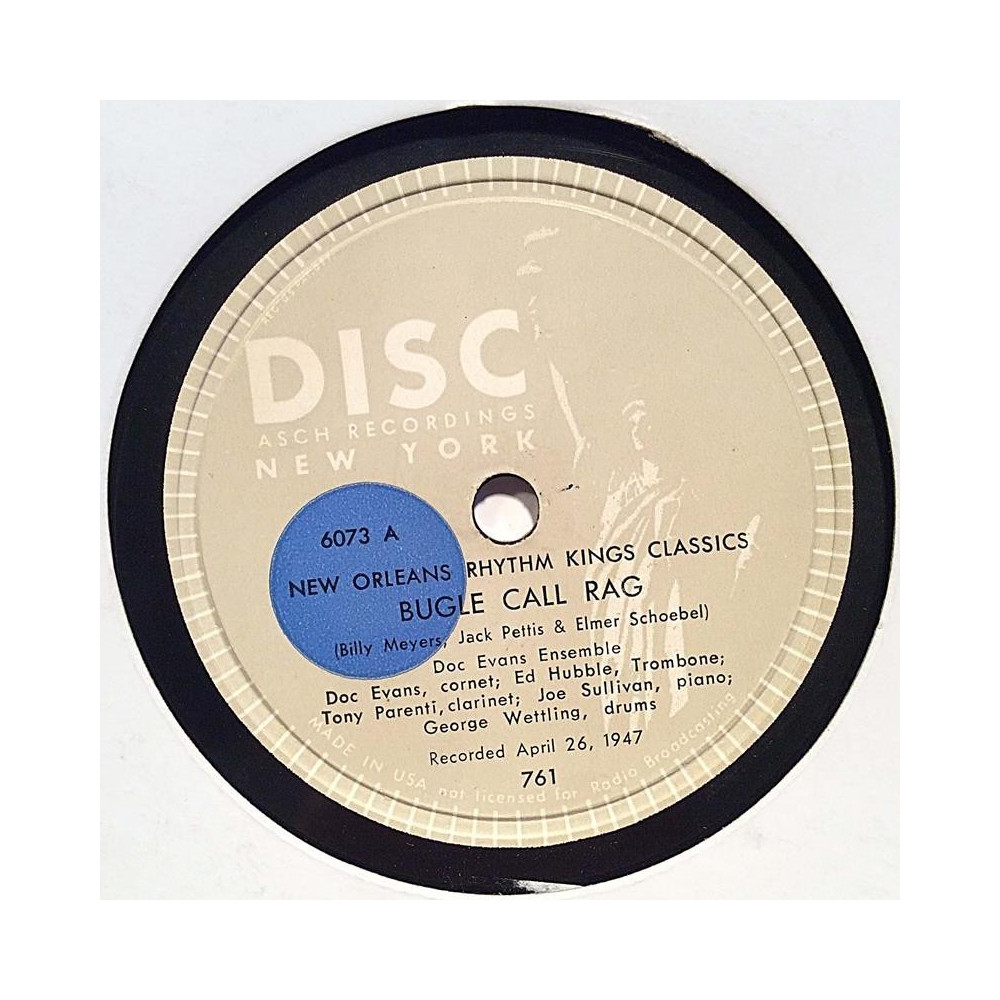 Evans Doc Ensemble : Bugle Call Rag / Tin Roof Blues - shellac 78 rpm record