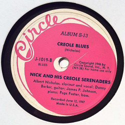 Nick and his Creole Serenaders : Les Ognons / Creole Blues - shellac 78 rpm record