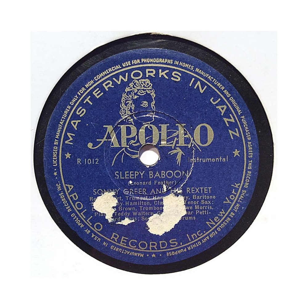 Greer Sonny and his Rextet : Sleepy Baboon / Kansas City Caboose - shellac 78 rpm record