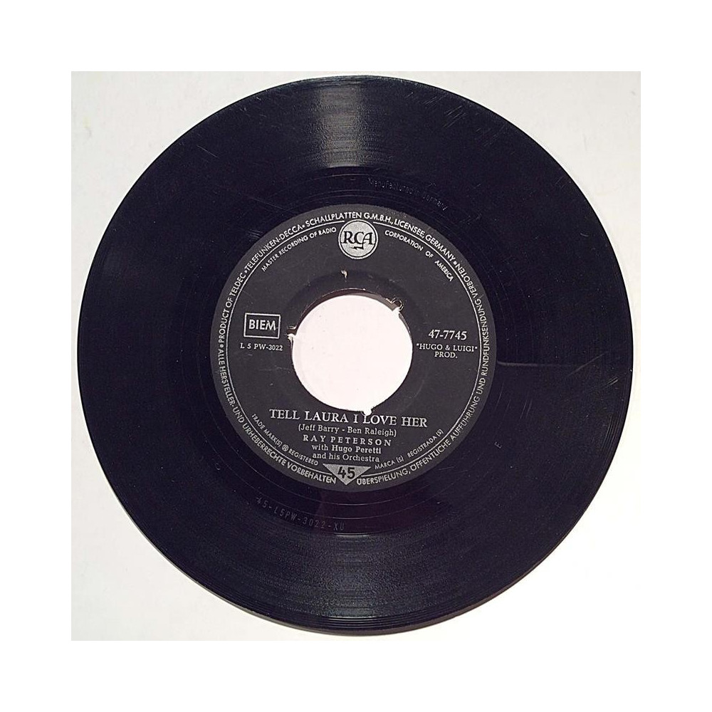 Peterson Ray : Tell Laura I love her / Wedding day - second hand single