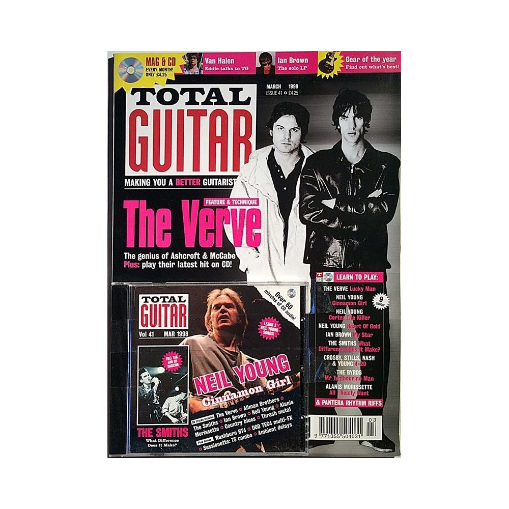 Total Guitar issue 41 1988 MarchNeil Young,Verve,Smiths,Byrds musiikkilehti